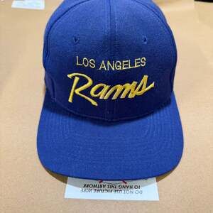 Rare Vintage 90s Los Angeles Rams Sports Specialties Script Wool Snapback Hat